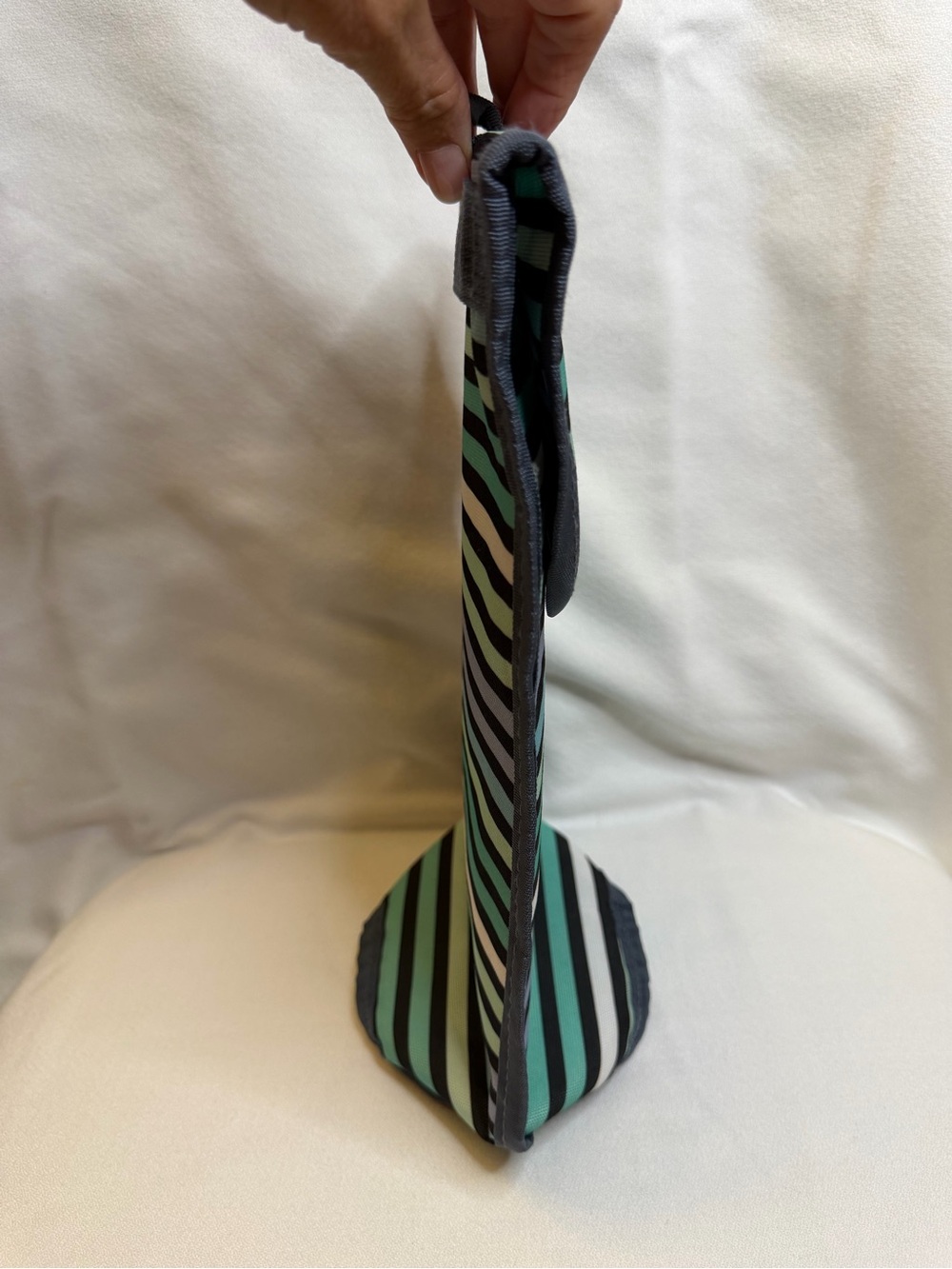 PackIt Freezable Insulated Wine Bottle Cooler Bag Tote Pastel Mint Blue Striped - Picture 3 of 12